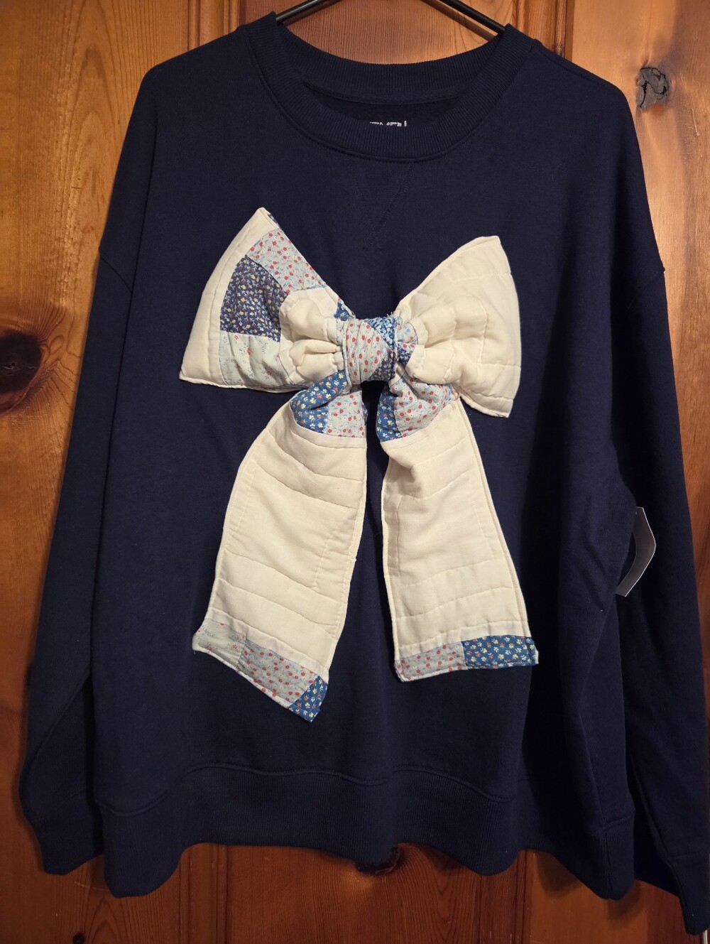 Upcycled NWT Crewneck W/ Quilt Bow